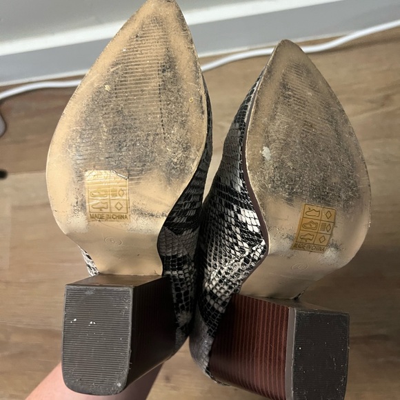 Mata Black and White Pointed Toe Snakeskin Ankle Boots - Picture 6 of 6